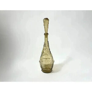 Empoli Ultra Tall Yellow Fruit & Grapes Midcentury Glass Genie Bottle